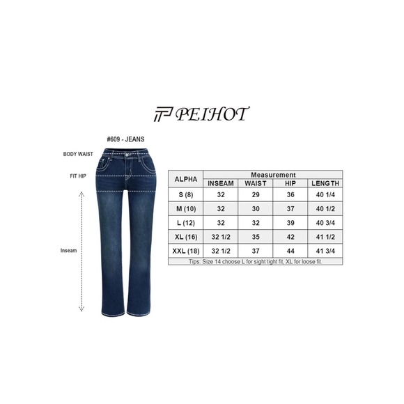 PEIHOT Womens Jeans High Waisted Floral Embroidered Petite Pants‎ Ripped Sz XL - Picture 11 of 11